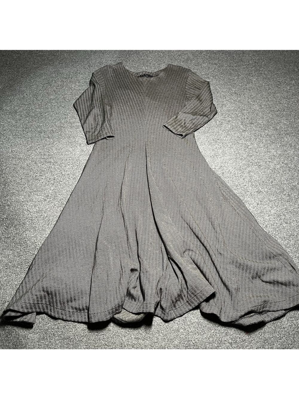 Elm Design Dress Womens Medium Icelandic Pima Cotton Knit Herringbone Midi